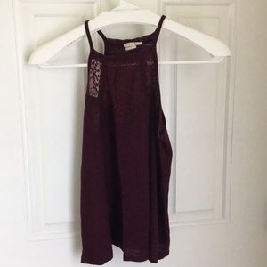 Burgundy tank top with lace
